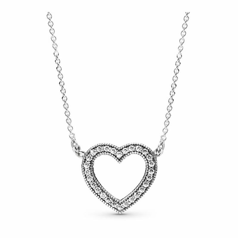 Pandora Loving Hearts Necklace - Sterling Silver/Cubic Zirconia - Canada | SN3149RA